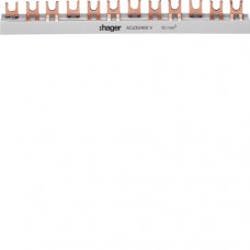 Шина Hager соединительная вилочная, 3-полюсная на 57 модулей, с изоляцией, 10мм2 (KDN363B)