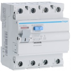 Устройство защитного отключения Hager 4P 63 A, 30 mA, A, 4м (CD463J)