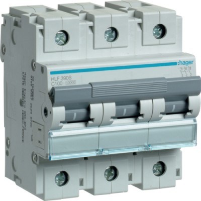Автоматический выключатель Hager In=100 А, 3п, С, 10 kA, 4,5м (HLF390S)