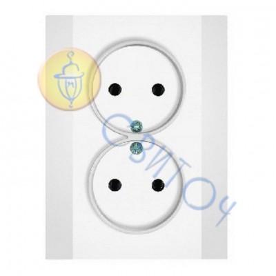 22002702 Розетка без з/к подвійна з рамкою біла FIORENA, 16А/250В