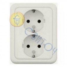 13003302 Розетка без з/к подвійна з рамкою біла REGINA, 16А/230В 