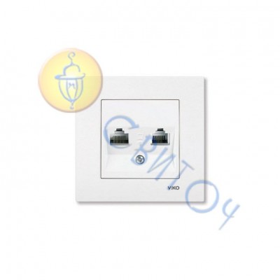 90960035 Розетка комп'ютерна + розетка TF (телефон)  білий KARRE  Vi-Ko