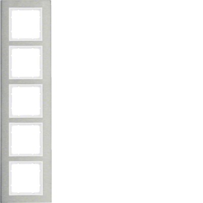 Рамка Berker 5Х вертикальна нержавіюча сталь/підлога.білизна B. 7 (10153609)