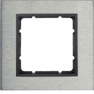 Рамка Berker 1Х нержавіюча сталь/антрацит B. 7 (10113606)