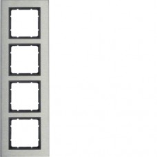 Рамка Berker 4Х вертикальная нержавеющая сталь/антрацит B.7 (10143606)