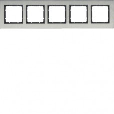 Рамка Berker 5Х горизонтальна нержавіюча сталь/антрацит B. 7 (10253606)