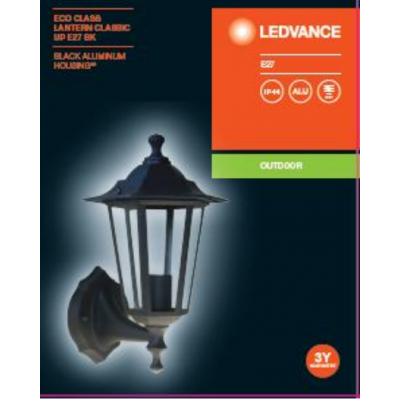 Світильник вуличний настінний Lantern Classic Up E27 60 Вт IP44 чорний Ledvance (4058075537286)