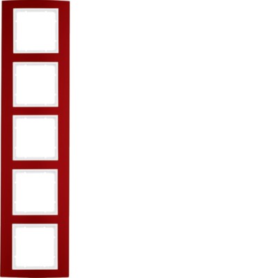 Рамка Berker 5Х червона/підлога.білизна B. 3 (10153022)