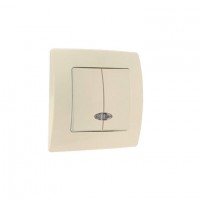 32010023 Вимикач 2-клавішний з підсвітленням Lillium Natural Kare/Крем Makel