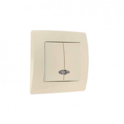 32010023 Выключатель 2-клавишный с подсветкой Lillium Natural Kare/Крем Makel