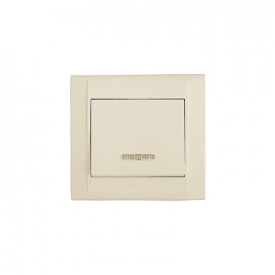 42010021 Выключатель1-клавишный с подсветкой Defne/Крем Makel