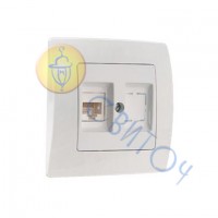 32010035 Розетка комп'ютерна САТ 5e+гніздо Lillium Natural Kare/Крем Makel