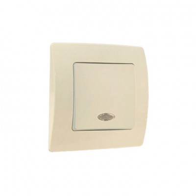 32010021 Выключатель1-клавишный с подсветкой Lillium Natural Kare/Крем Makel