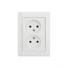42001017 Розетка 2-на без заземления Defne/белая Makel