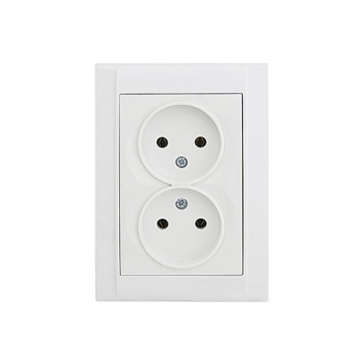 42001017 Розетка 2-на без заземления Defne/белая Makel