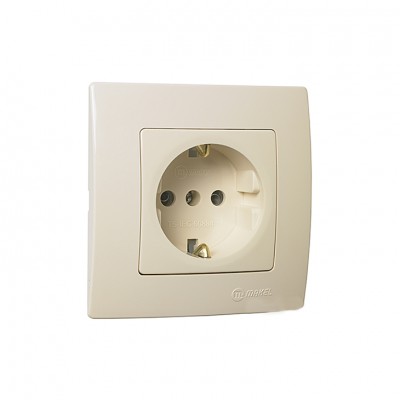 32010028 Розетка с заземлением Lillium Natural Kare/Крем Makel