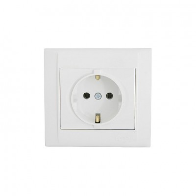 Розетка Makel с заземлением Defne/Белая (42001028)