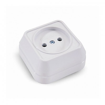 45102 Розетка без заземления наружный/белая Makel