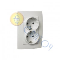 32001057 Розетка подвійна з заземленням (новий дизайн)  Lillium Natural Kare/Біла Makel