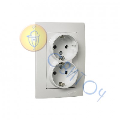 Розетка двойная Makel с заземлением (новый дизайн) Lillium Natural Kare/белая (32001057)