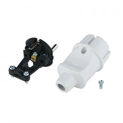 10002 Вилка з заземленням біла Makel