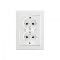 42001057 Розетка двойная с заземлением (новый дизайн) Defne/белая Makel