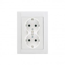 42001057 Розетка двойная с заземлением (новый дизайн) Defne/белая Makel