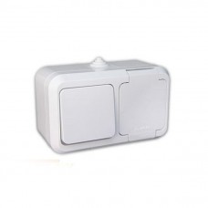 Выключатель 1-клавишный+розетка с крышкой Makel IP44 Белый (18350)