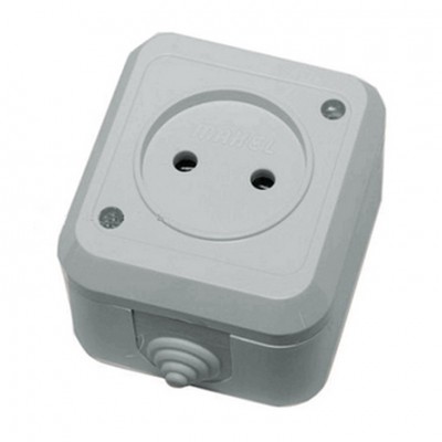 18106 Розетка без заземления IP44 СЕРАЯ Makel