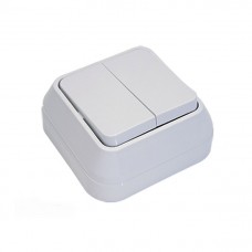 45103 Выключатель 2-клавишный наружный/белая Makel