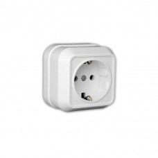 45108 Розетка с заземлением наружная/белая Makel