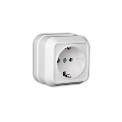 45108 Розетка с заземлением наружная/белая Makel