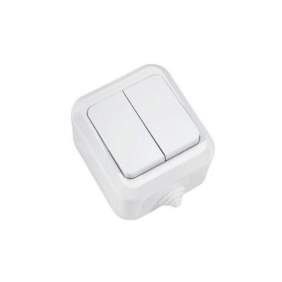 18301 Выключатель 2-клавишный IP44 белая Makel