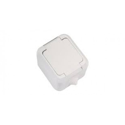 18304 Розетка с заземлением и крышкой IP44 белая Makel