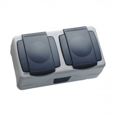 36064201 Розетка 2-на с заземлением и крышкой IP55 плюс Makel