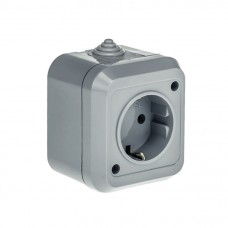 18108 Розетка с заземлением IP44 СЕРАЯ Makel