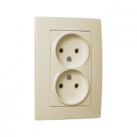 32010017 Розетка 2-на без заземления Lillium Natural Kare/Крем Makel