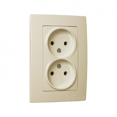 32010017 Розетка 2-на без заземления Lillium Natural Kare/Крем Makel