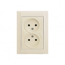 42010017 Розетка 2-на без заземления Defne/Крем Makel