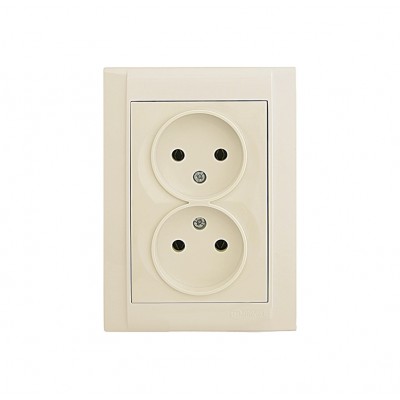 42010017 Розетка 2-на без заземления Defne/Крем Makel