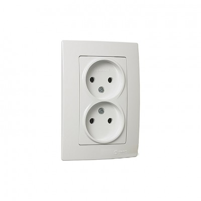 32001017 Розетка 2-на без заземления Lillium Natural Kare/белая Makel