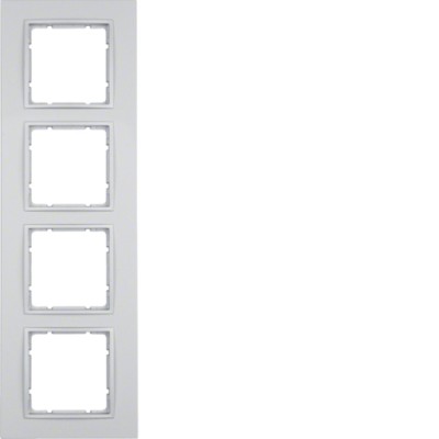 Рамка Berker 4Х пластиковыйя цвета алюминий B.7 (10146424)
