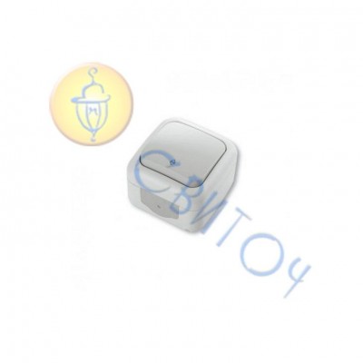 90555404 Выключатель 1кл. проходной (IP54) белый Palmiye Vi-Ko