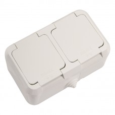 18354 Розетка 2-на с крышкой IP44 белая Makel