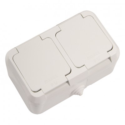 18354 Розетка 2-на с крышкой IP44 белая Makel