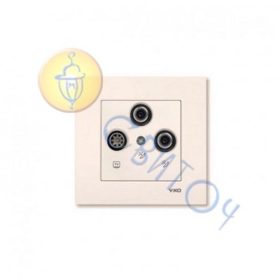 90960153 Розетка TV+CAT+CAT крем KARRE Vi-Ko