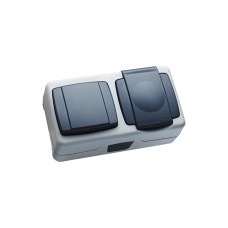 36064202 Выключатель 1-клавишный+розетка с крышкой IP55 плюс Makel