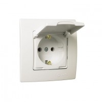 32001029 Розетка с заземлением и крышкой Lillium Natural Kare/белая Makel