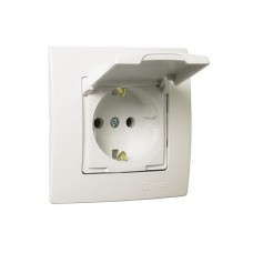 32001029 Розетка с заземлением и крышкой Lillium Natural Kare/белая Makel