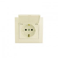 Розетка Makel с заземлением и крышкой Defne/Крем (42010029)